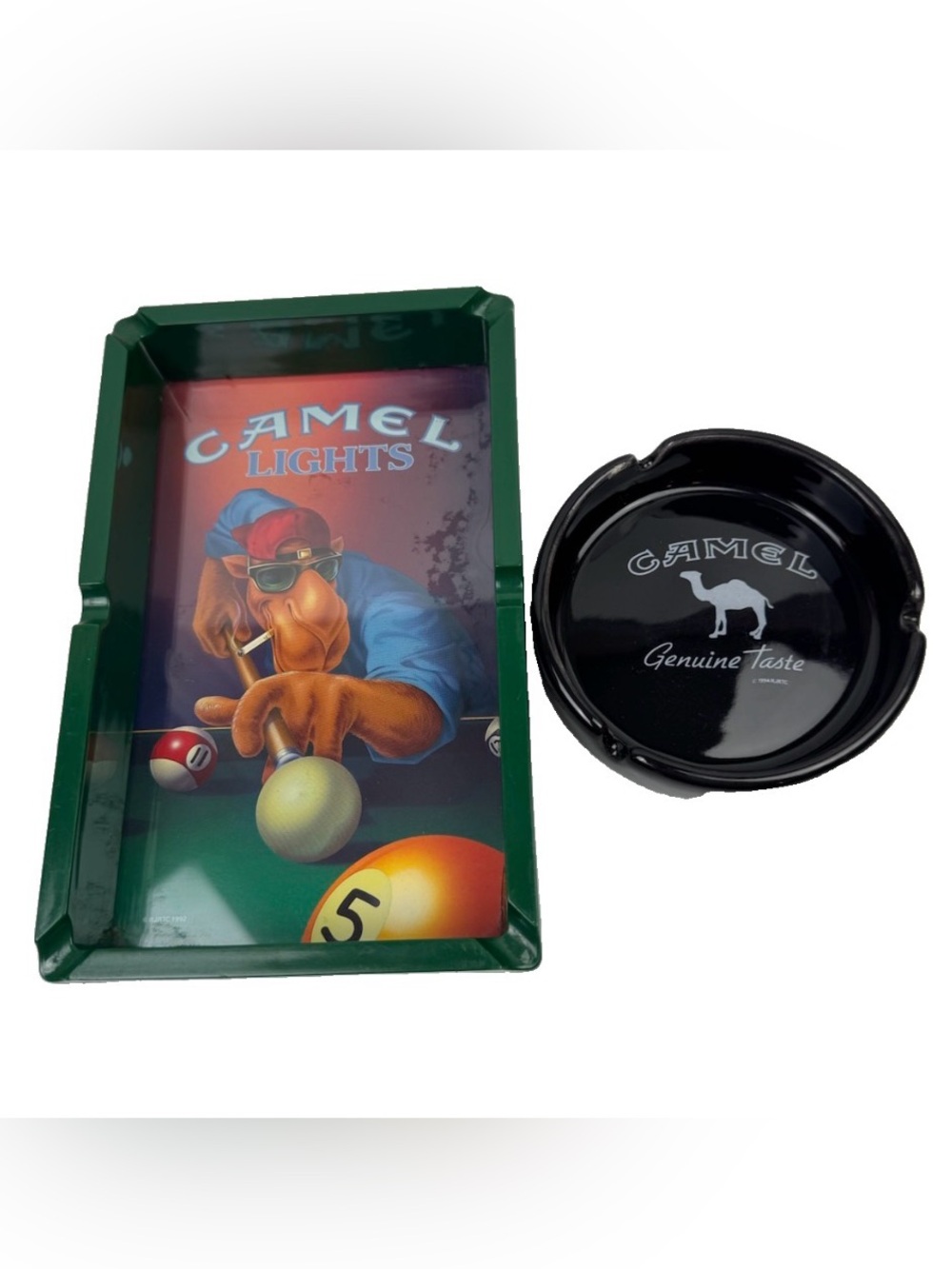 VTG Camel Cigarettes Ashtray Lot Joe Camel Pool Billiards 1992 1994 Tobacciana